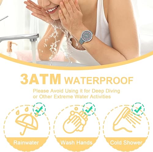 Miniatura 5 de Asan Ge Reloj resistente al agua para mujer, elegante correa de silicona para muñecas de mujer de 5 a 7 pulgadas, esfera de 1.417 in con números