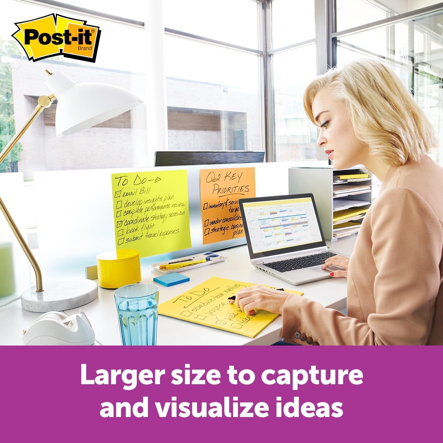 Post-it Super Sticky Big Notes, 11 in x 11 in, 1 Pad, 2X The Sticking Power, Yellow, Recyclable (BN11), 3 Pack