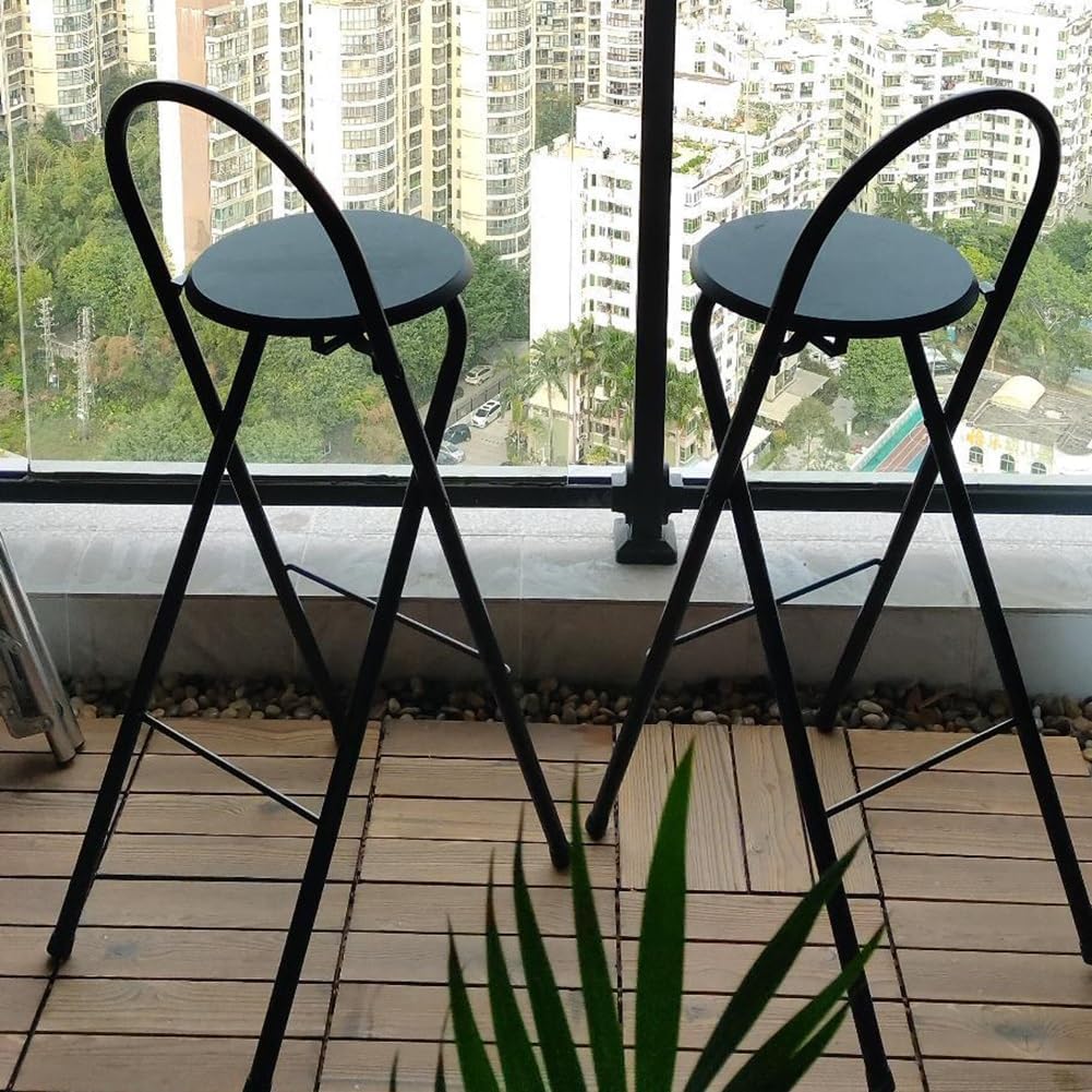 Modern Dining Chair,Folding Bar Stool,Counter Height Folding Bar Stool, Portable High Chair with Footrest, Heavy Duty Kitchen Breakfast Stool for Adults(Black,60cm/24in)