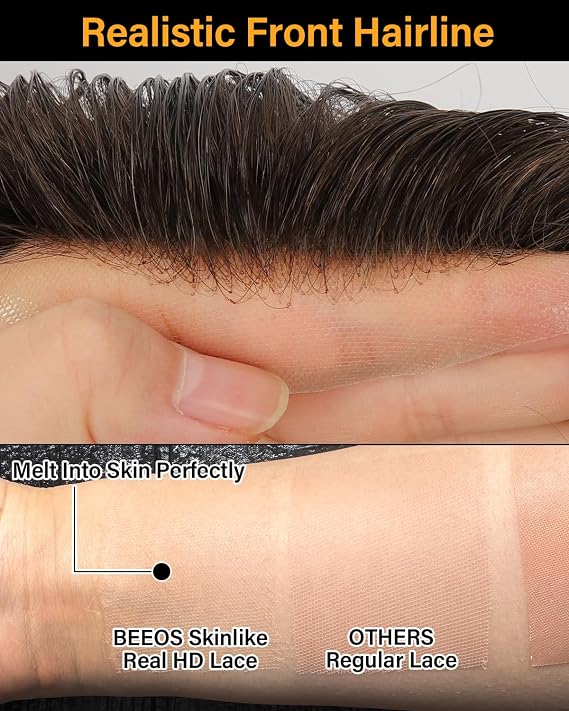 BEEOS 130% Density SKINLIKE REAL HD Lace Front Toupee Hair for Men #2