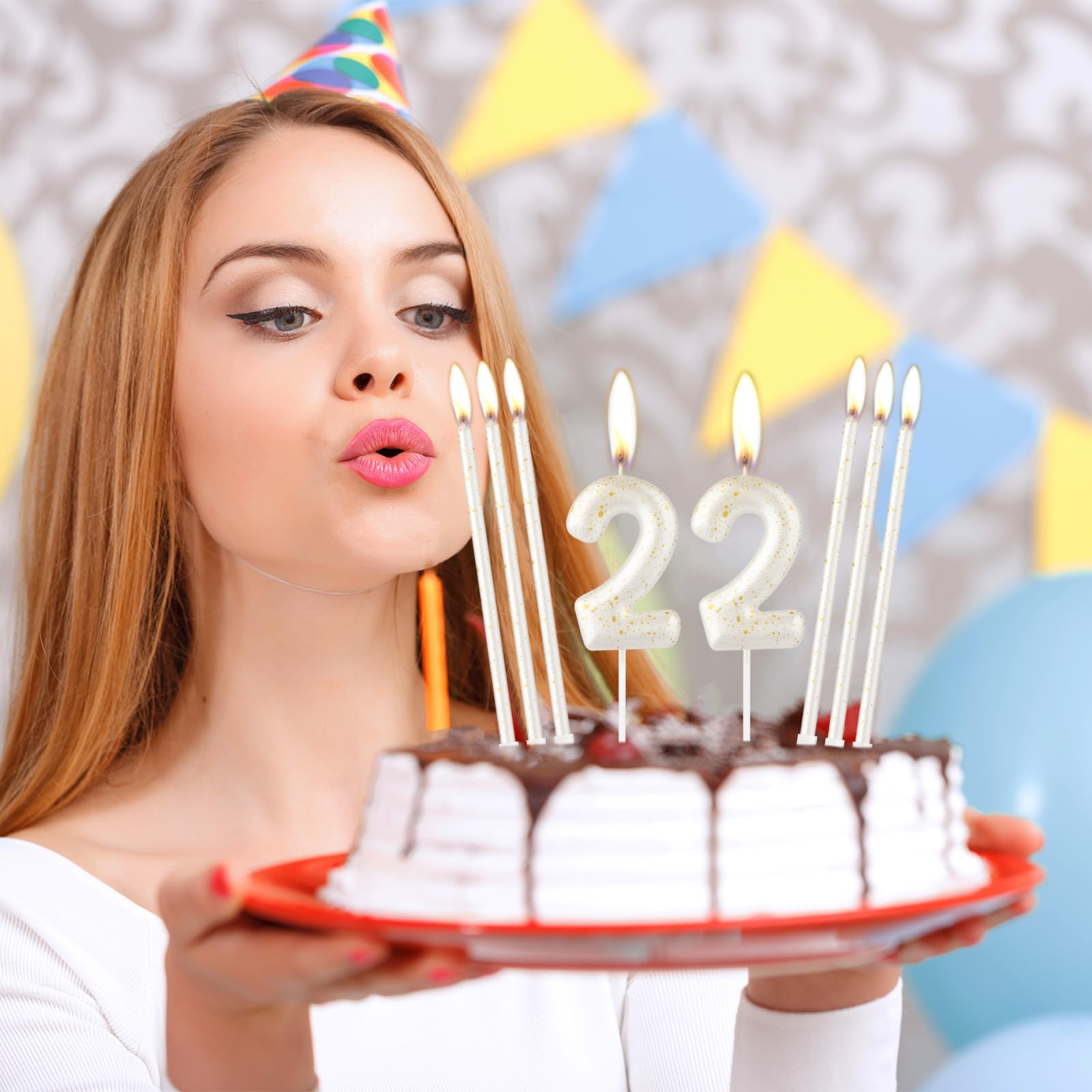 Velas de oro blanco con números de cumpleaños número 55, velas largas de oro blanco, velas de fiesta de oro blanco, velas doradas número 55 para tartas para bodas, cumpleaños, despedidas de