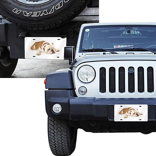 Miniatura 4 de Placa de matrícula decorativa de bulldog inglés para automóvil, etiqueta de tocador, placa de metal para automóvil, placa de aluminio novedosa para