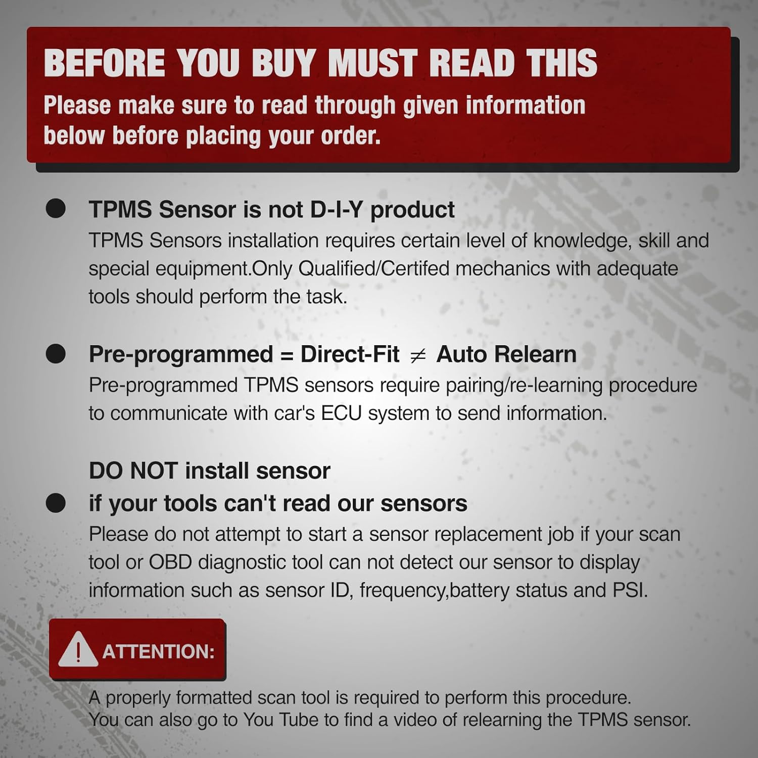 BDFHYK Upgrade TPMS Sensor 2006-2020 GM 315Mhz Tire Pressure Monitoring Sensor Compatible for Chevy Silverado GMC Cadillac Buick Pontiac Replace#13598771 13598772 13586335 13581558 4 Pack