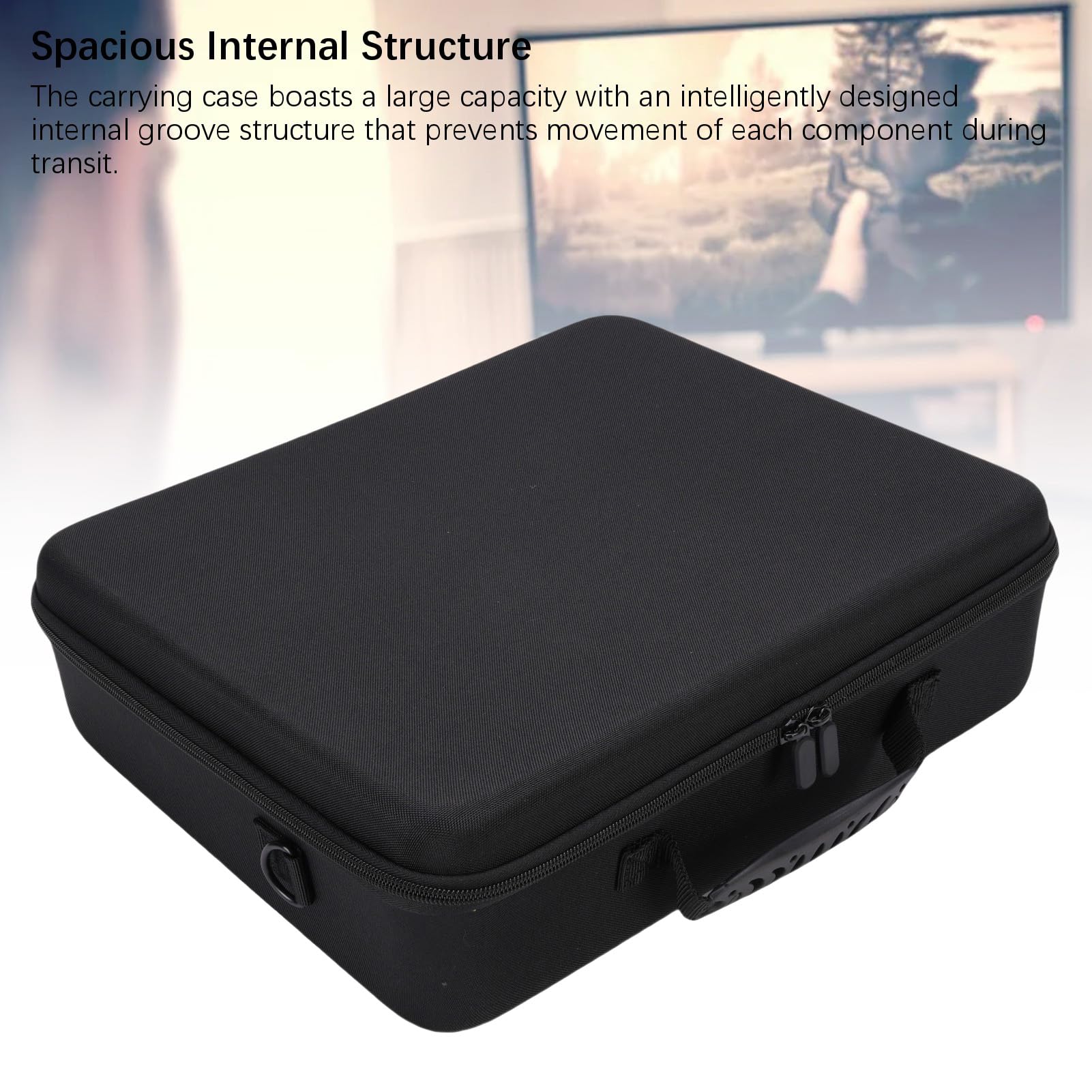 Fockety Custodia Rigida per Console da Gioco, Struttura Scanalata Spaziosa Antiurto e Impermeabile Custodia da Trasporto per Console da Gioco SLIM Borsa Protettiva in Nylon EVA con Tracolla (BLACK)