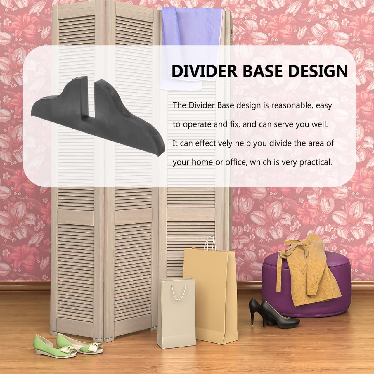 4pcs Screen Base Japanese Bracket Room Divider Bracket Plastic Room Divider Stand Partition Holders Base Support Legs Sword Holder Fold Office PVC Stand Feet