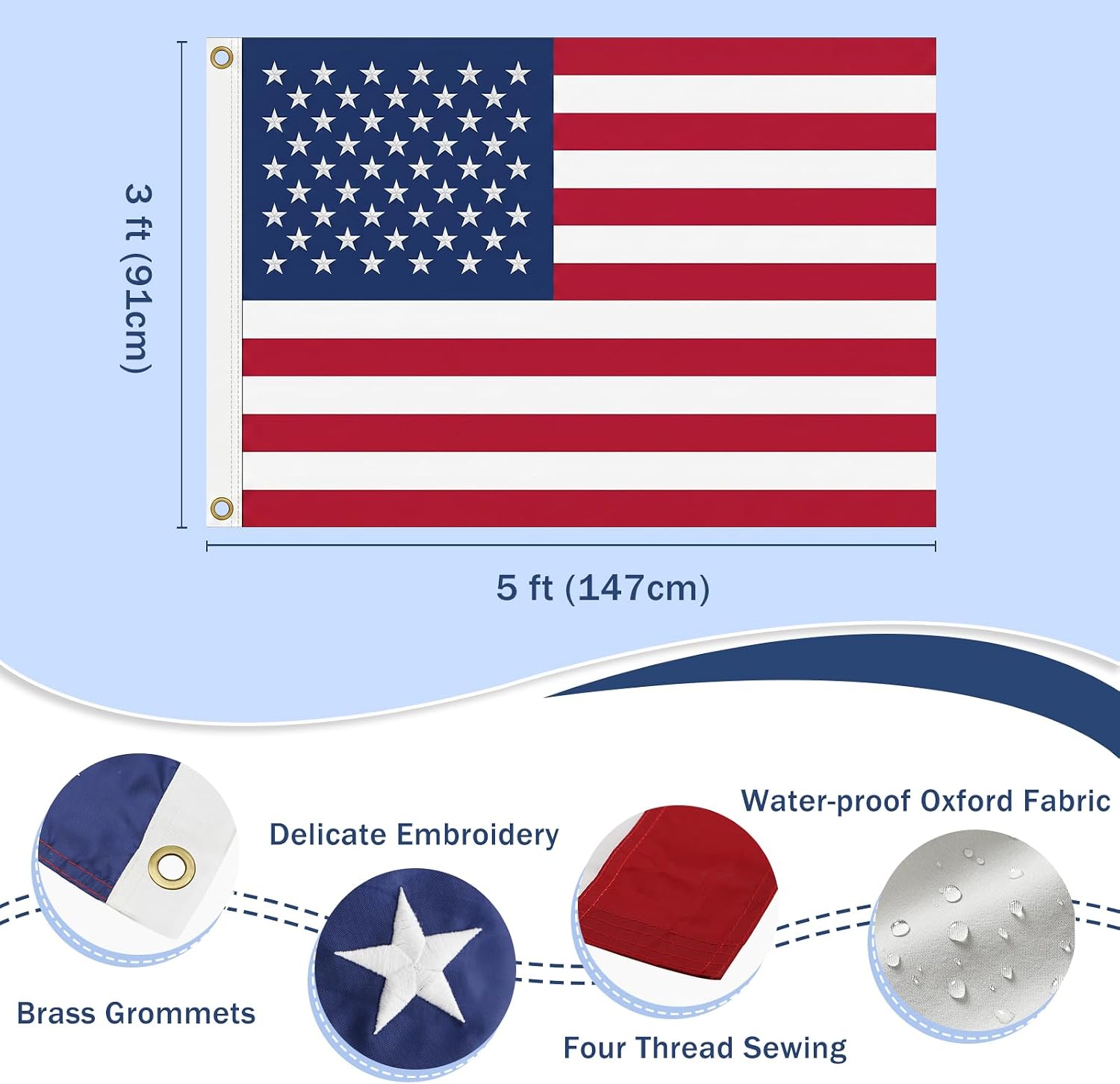 NQ 10FT Flag Pole for Outside House In-Ground, Aluminum Alloy Flagpole Kit Outdoor with Steel Ground Stake and Embroidered US Flag, for Residential Garden Yard Lawn