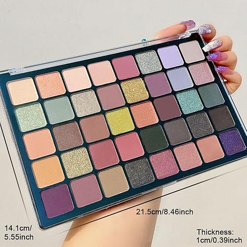 Miniatura 6 de Paleta de maquillaje de sombra de ojos mágica, 40 colores brillantes, brillantes, colores mate, plateado, rojo metálico, brillo metálico, pegamento