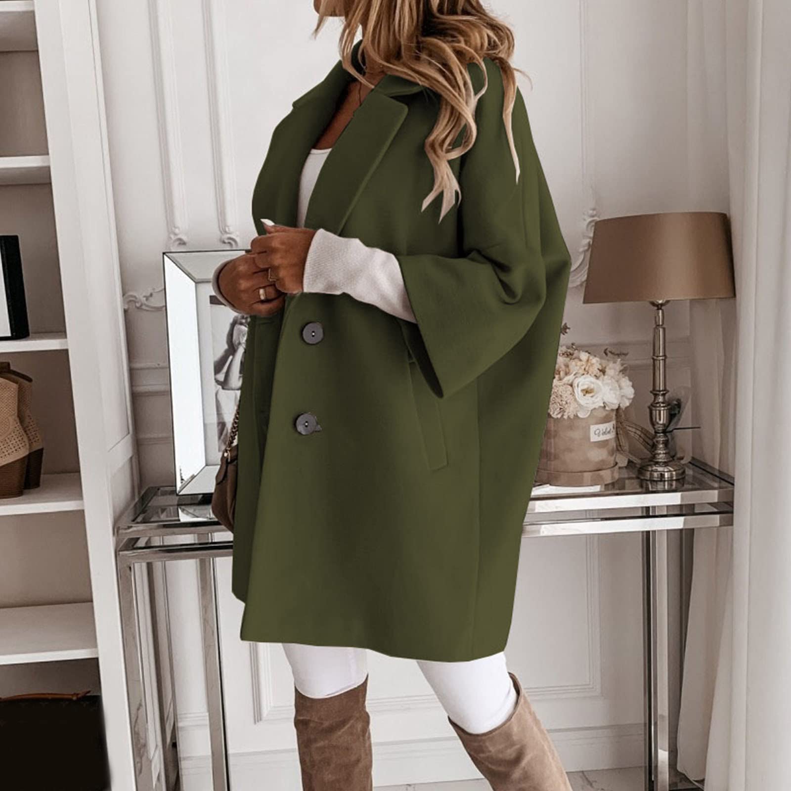 Abrigo de lana para mujer otoño invierno abrigo de moda gabardina séptima manga abrigo mujeres monocolor invierno abrigo abrigo acogedor chaqueta de invierno
