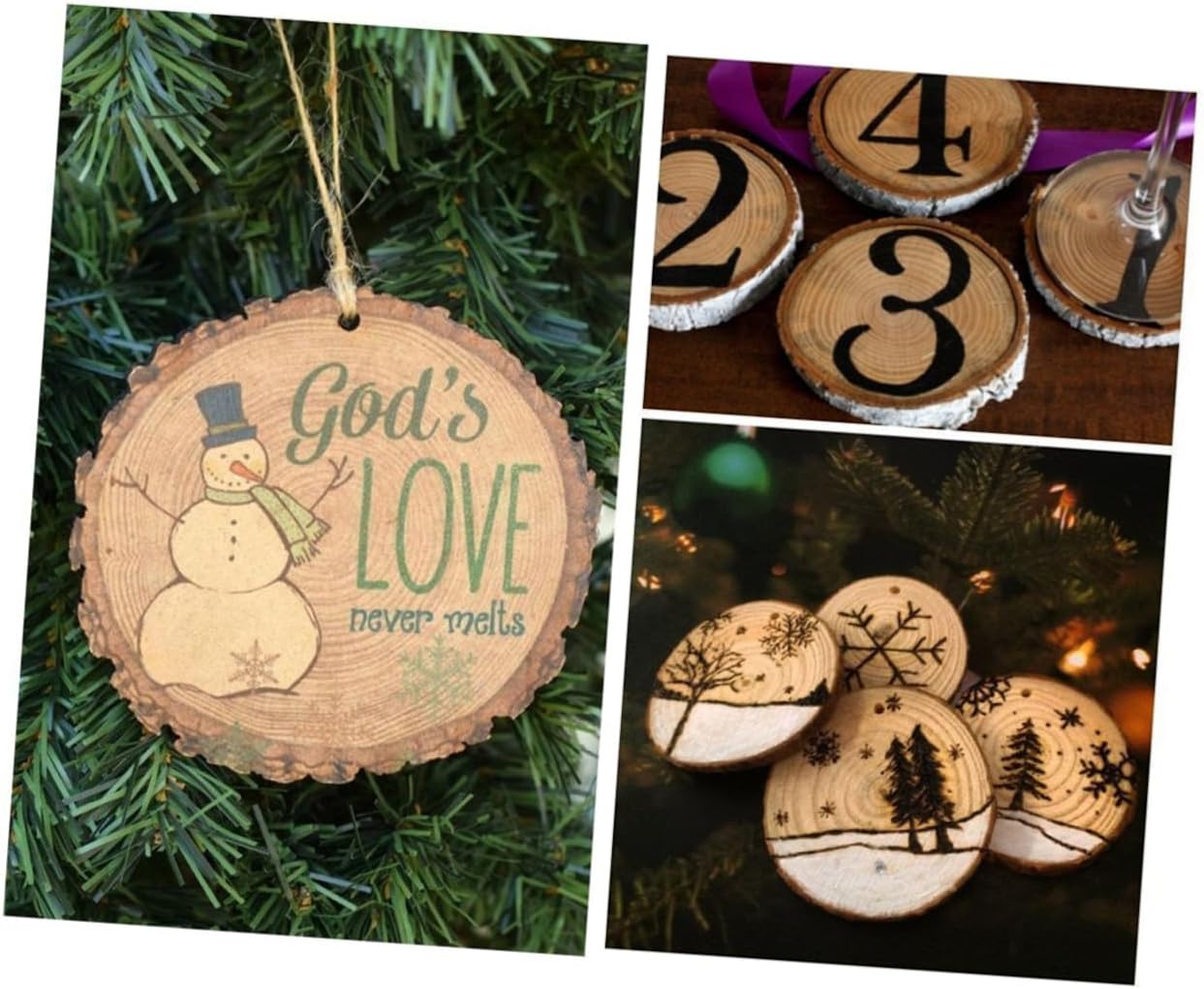 Uonlytech 50pcs Boho Home Decor Wood Slices Twine for DIY Centerpieces Coasters Craft Projects