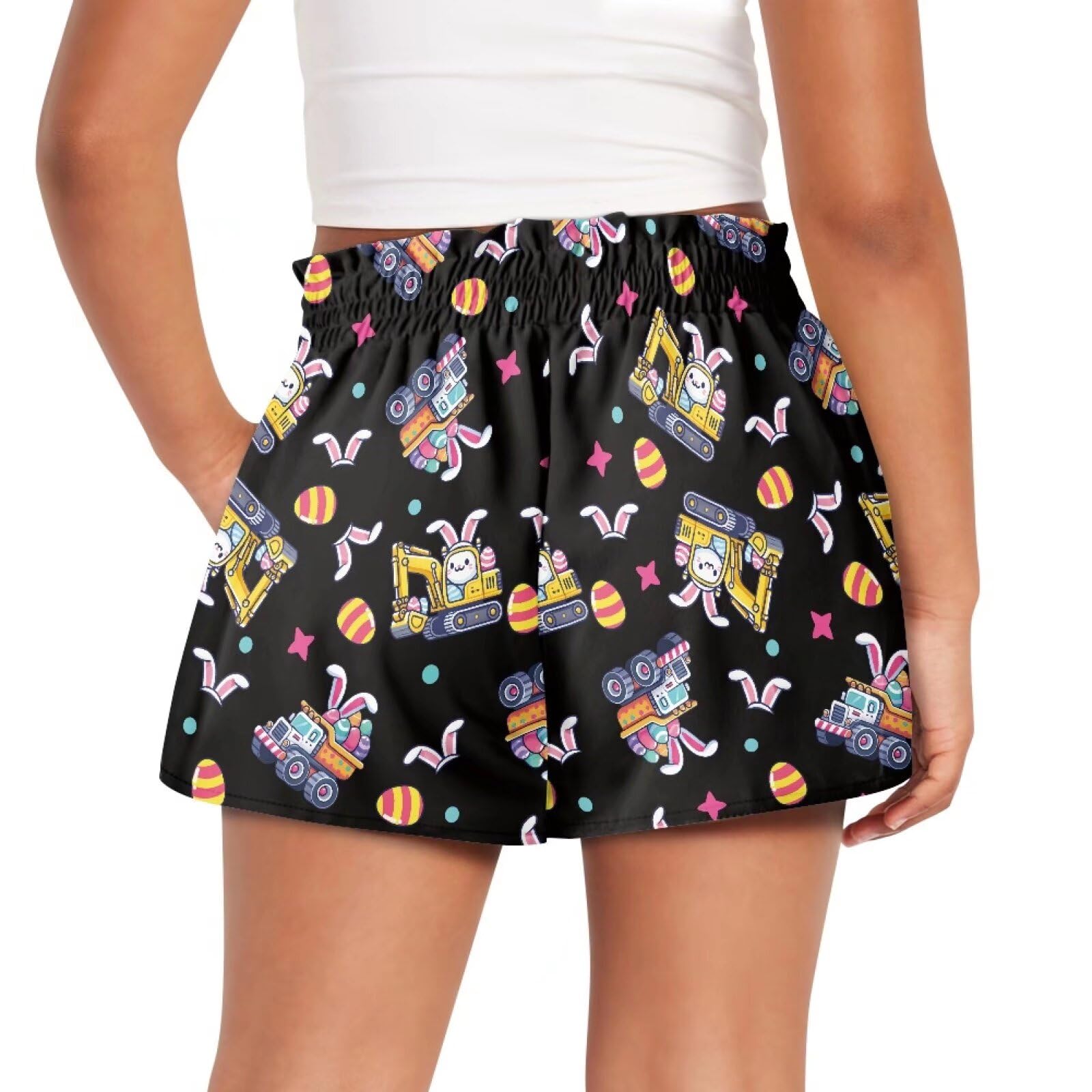 Frymappies Easter Boys Shorts 6-12 Months Kids Rabbit Athletic Shorts Eggs High Waisted Shorts with Pockets Cartoon Trucks Outdoor Shorts Stars Toddler Boys Beach Swim Shorts