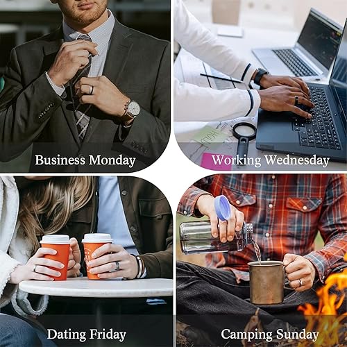 Miniatura 4 de King Will Mens Lucky Rings 5pcs Unique Wedding Band Mens Fashion Jewelry Rings Bundle for Men Great Gift Care Package Men Lucky Ring