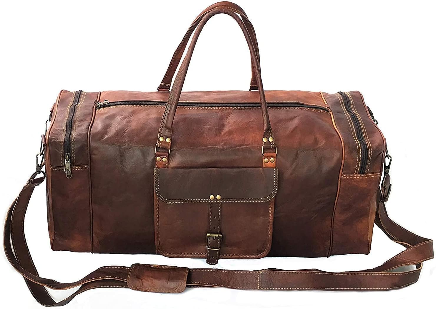 Viaje de Cuero, Bolso Week-End de Cuero Impermeable Bolso Deportivo Gran Formato para Hombre y Mujer - Marrón, marrón, extra-large, bolsa de viaje