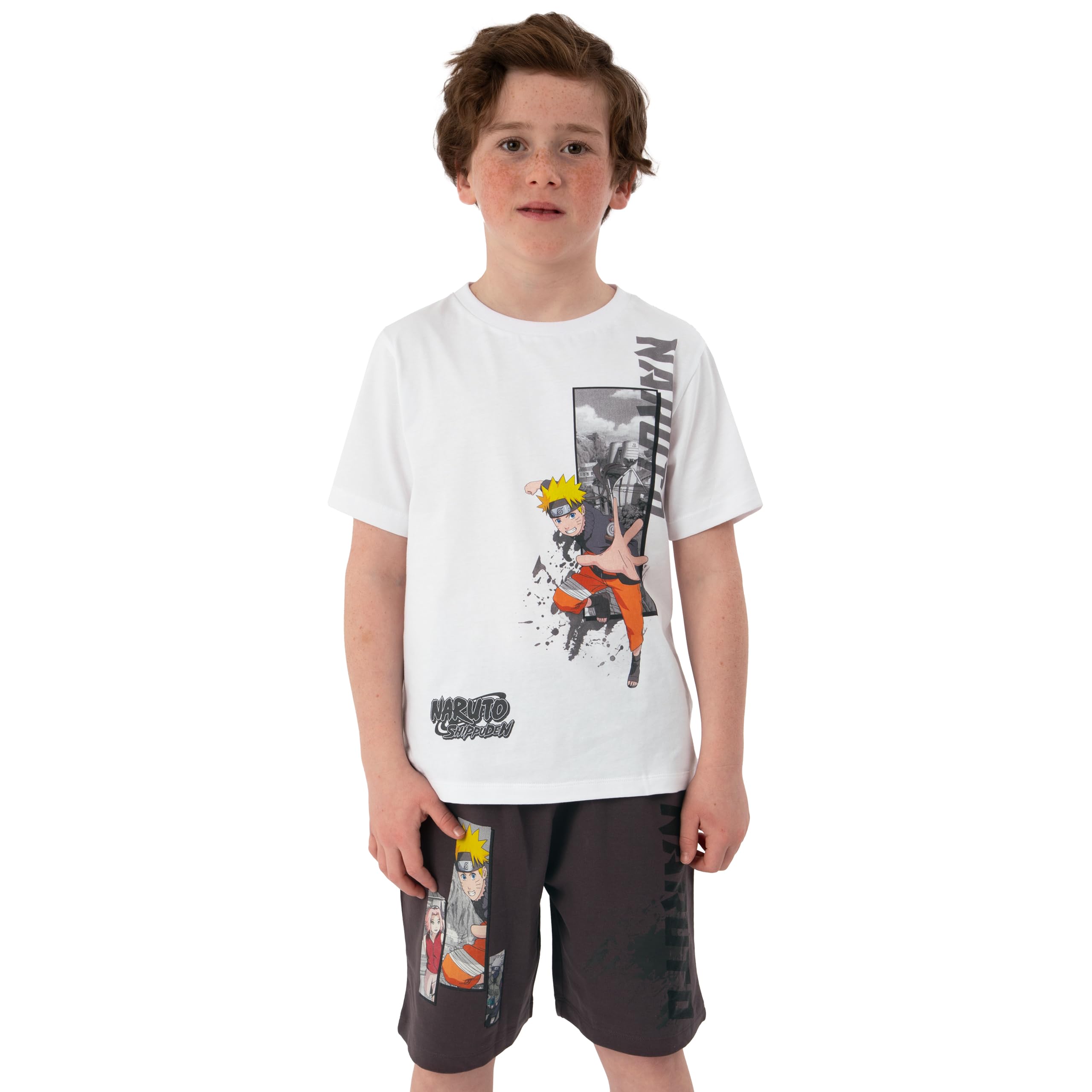 Naruto Set Tshirt Bambino E Shorts, Set Maglietta Ragazzo E Pantaloncini Anime, Abbigliamento Bambino Coordinato