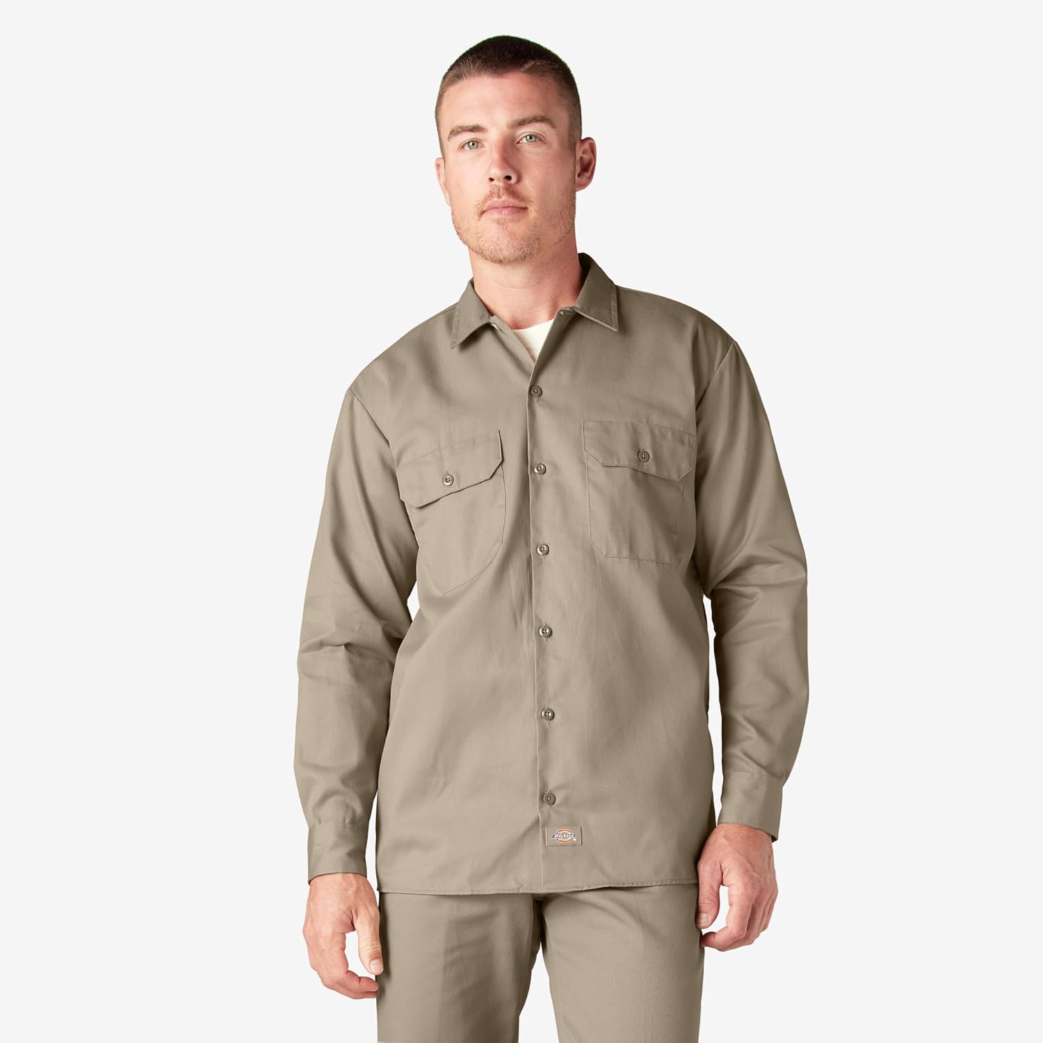 Dickies Long Sleeve Work Shirt, Desert Sand, 3X - Image 2