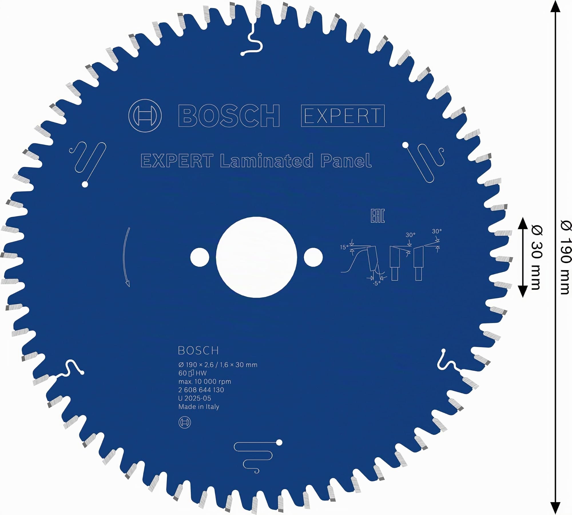 Bosch Profesional 2608644130 - Disco de sierra circular CSB Expert LaminatedPanel: 190x30x60D