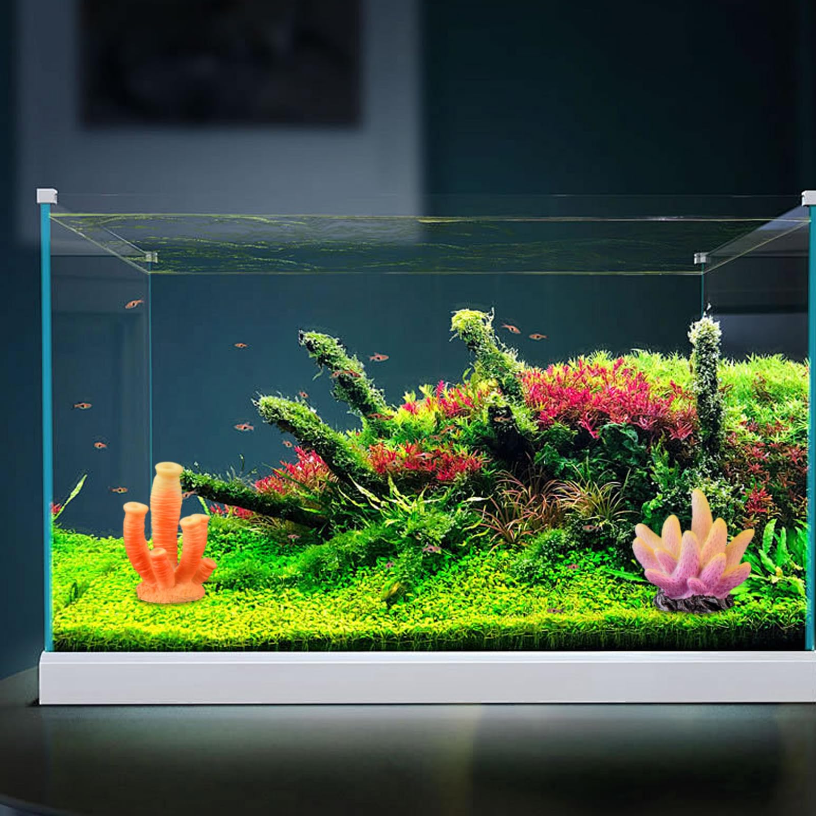 Garneck Knstliche Korallen Dekoration Fr Aquarium  Bunte Korallen Deko  In Rot Und Rosa Fr Lebendiges Unterwasser-