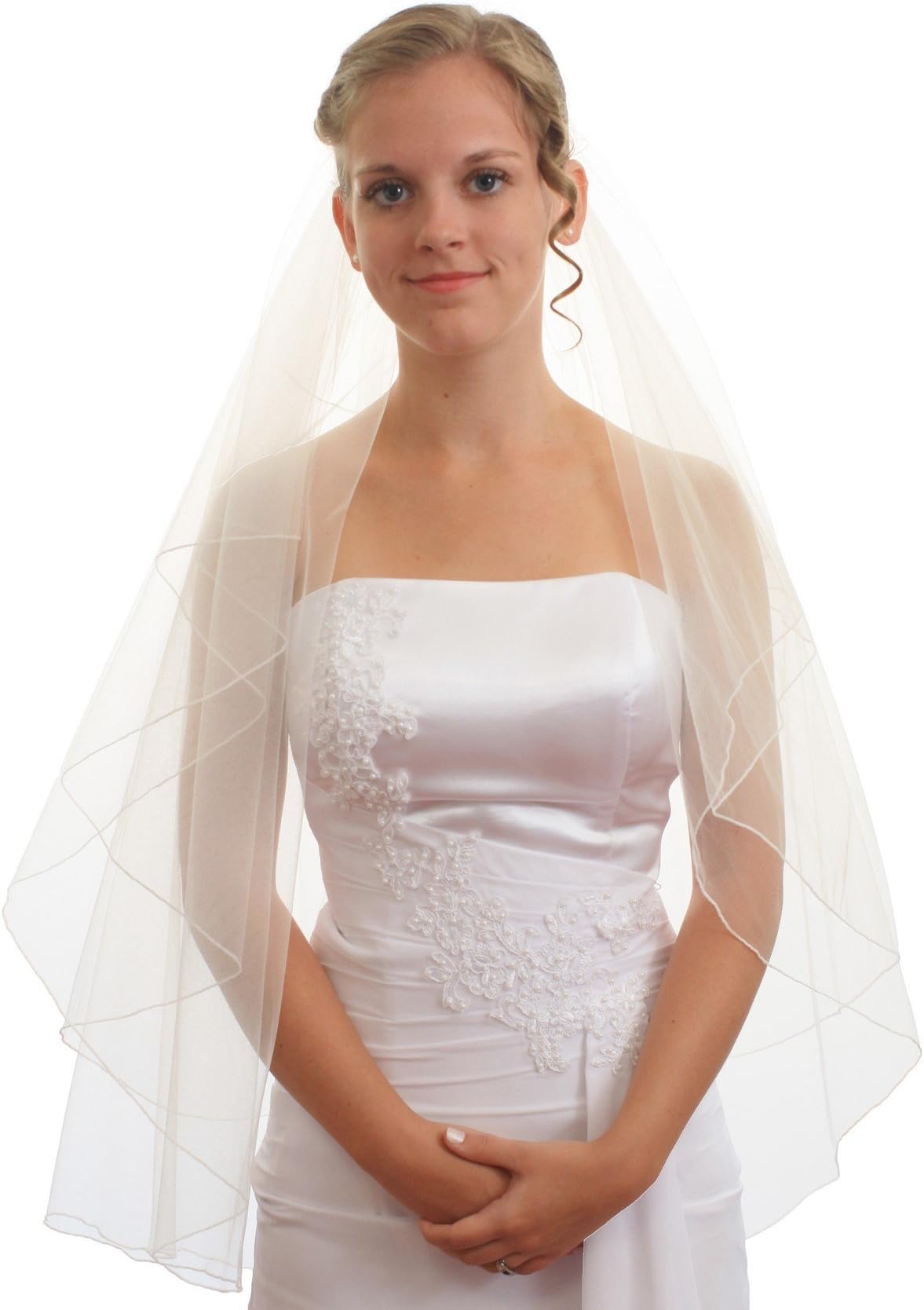 SparklyCrystal Women's Bridal Wedding Veil 2T Pencil Edge VE5