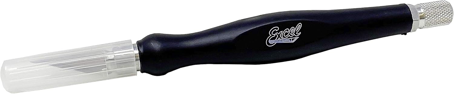 Excel Blades 16026 Fit Grip Knife, Ultra Sharp Hobby Knife with Carbon Steel Blade, Black, Contoured Rubberized Grip Light Duty Precision Cutting Tool. : Everything Else