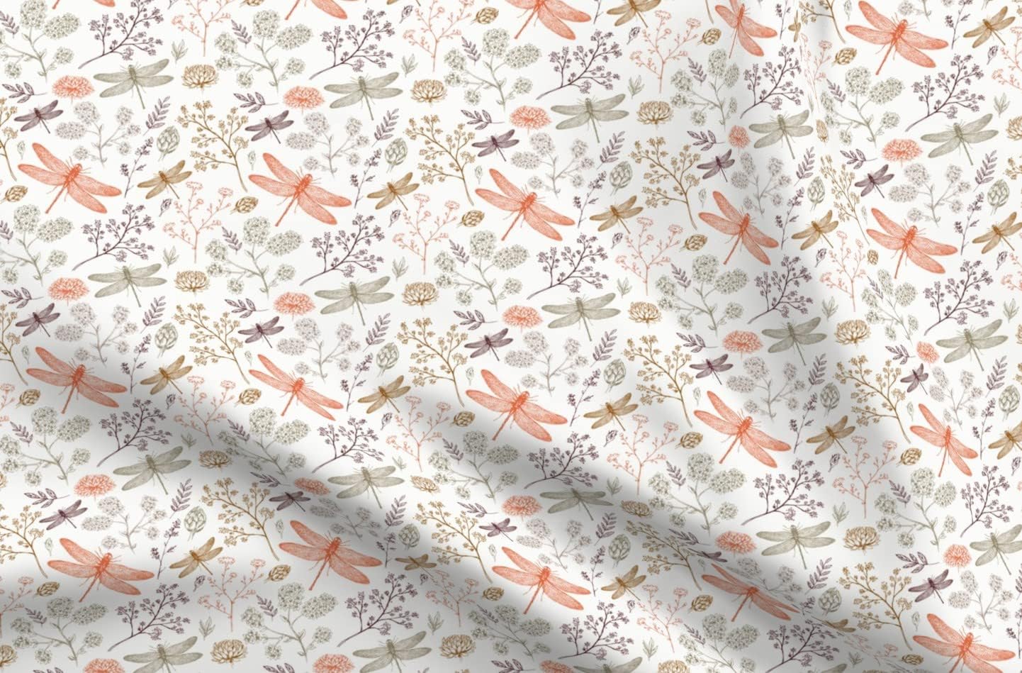 Spoonflower Fabric - Dragonflies Dragonfly Spring Summer Kitchen Printed on Minky Fabric by The Yard - Sewing Baby Blankets Quilt Backing Plush