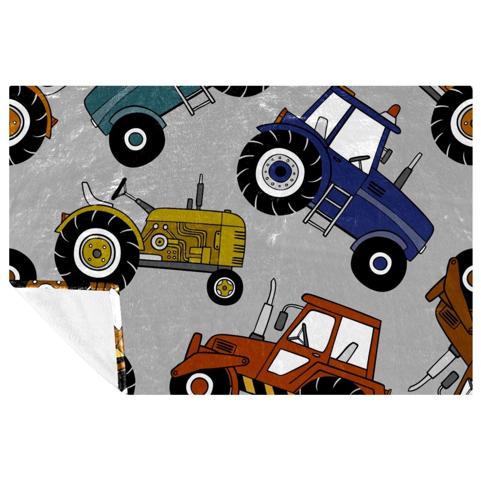 Couverture douce lit motif tracteur plaid chaud canapé camping 150x100