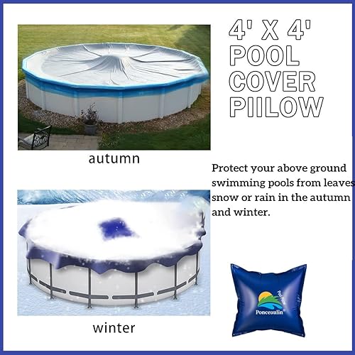 Miniatura 5 de Almohadas de piscina para piscinas sobre el suelo, 2 unidades, 4 x 4 pies, 0.016in, ultra gruesas y resistentes al frío, almohada de aire sobre el