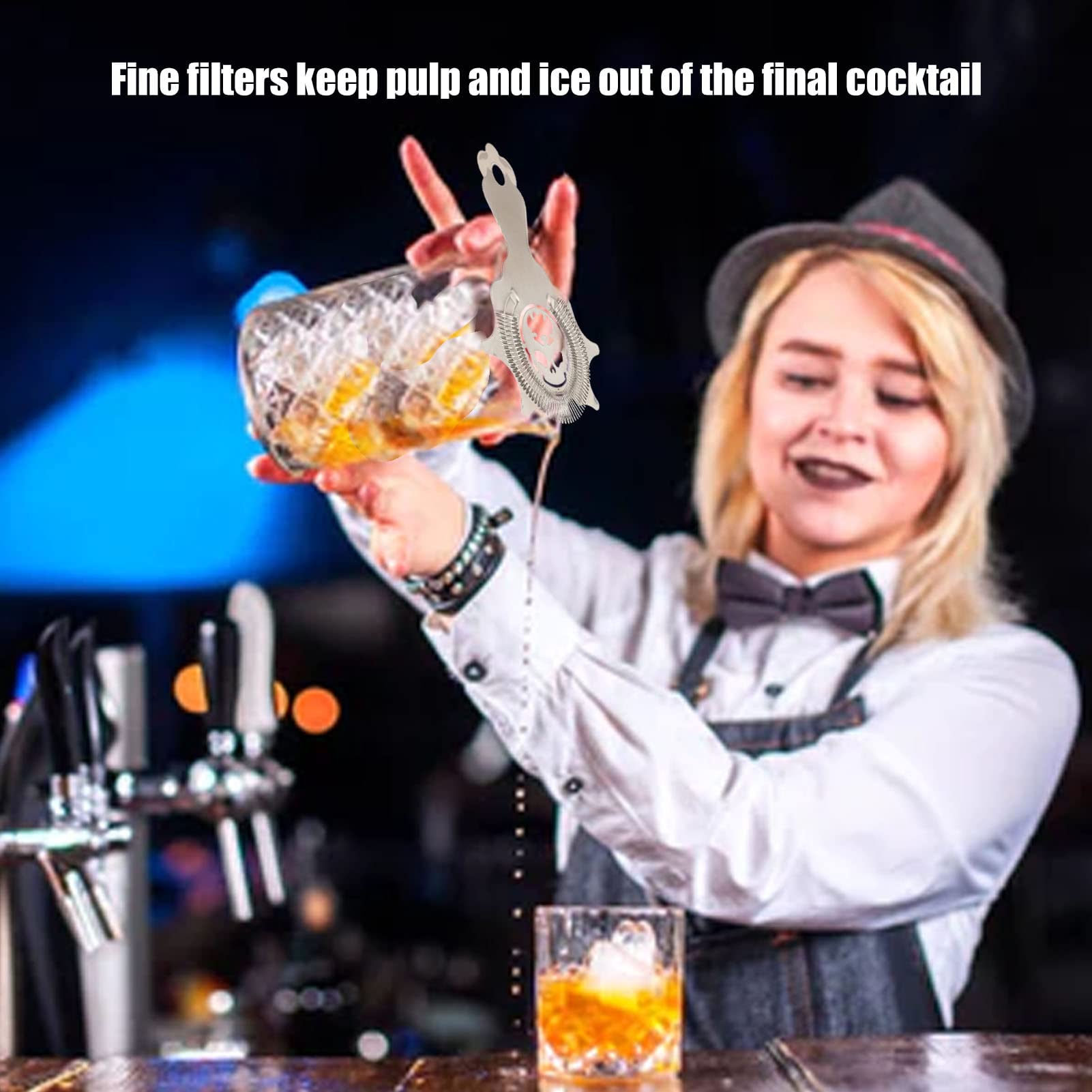 Akozon Cocktail Strainer Stainless Steel Gorgeous Glossy Bartending Ice Strainer for Bar Bartender Home and Family Appliance and Decor