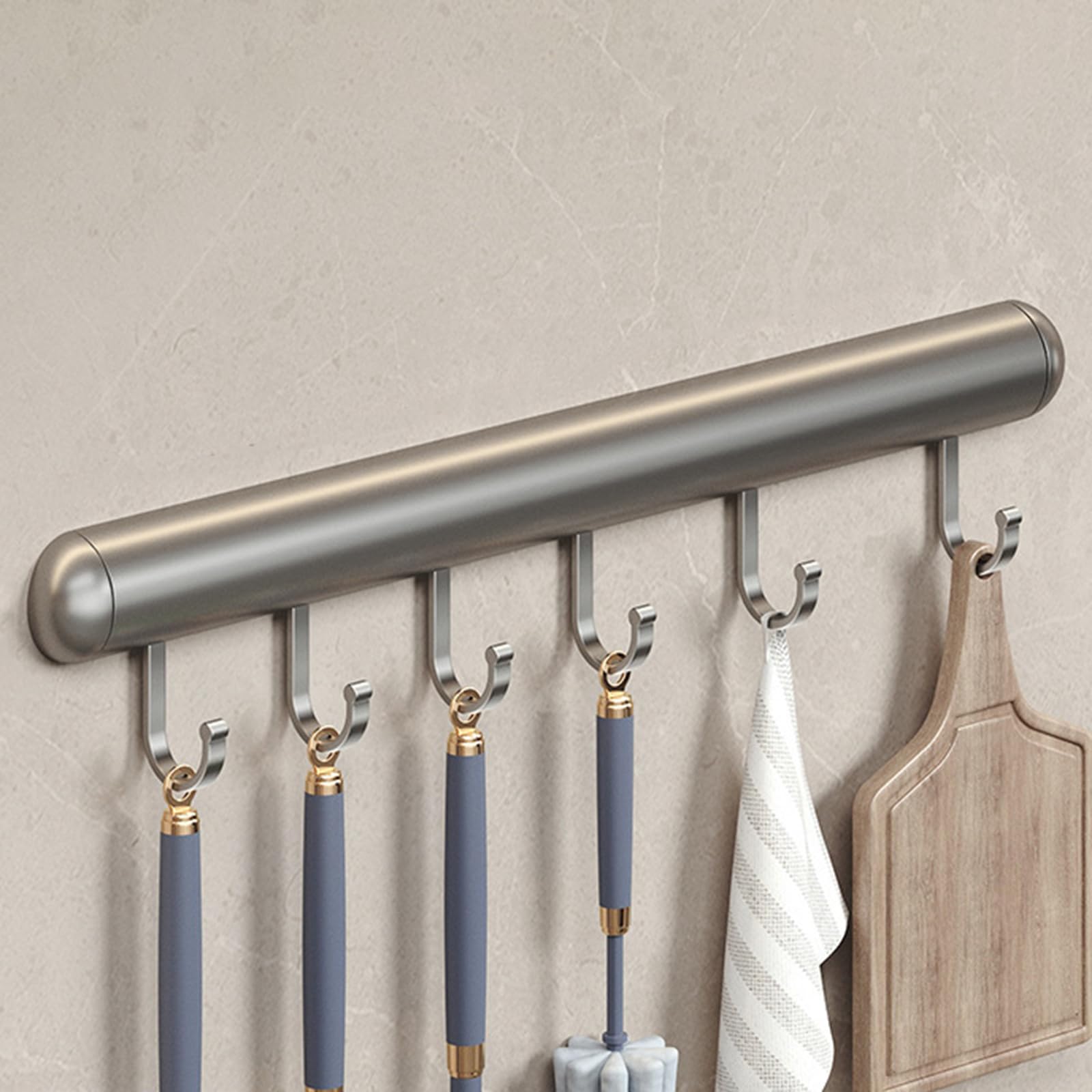 Peakjune Kitchen Utensil Hook Holder,Wall Mounted Kitchen Utensil Rack,Self Adhesive Utensils Hanging Rail,Sturdy And Rust-Proof,Suitable For Restaurant And Bathroom