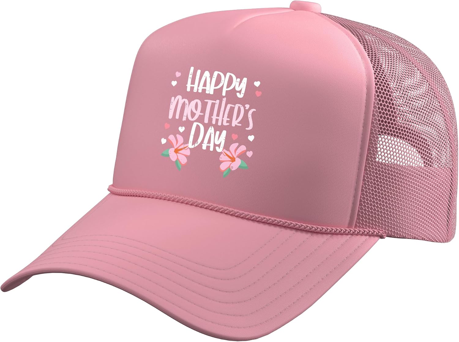 Happy Mothers Day Flowers Cute Mom Mommy Mama Aunt Grandma Trucker Hat with Adjustable Mesh Back