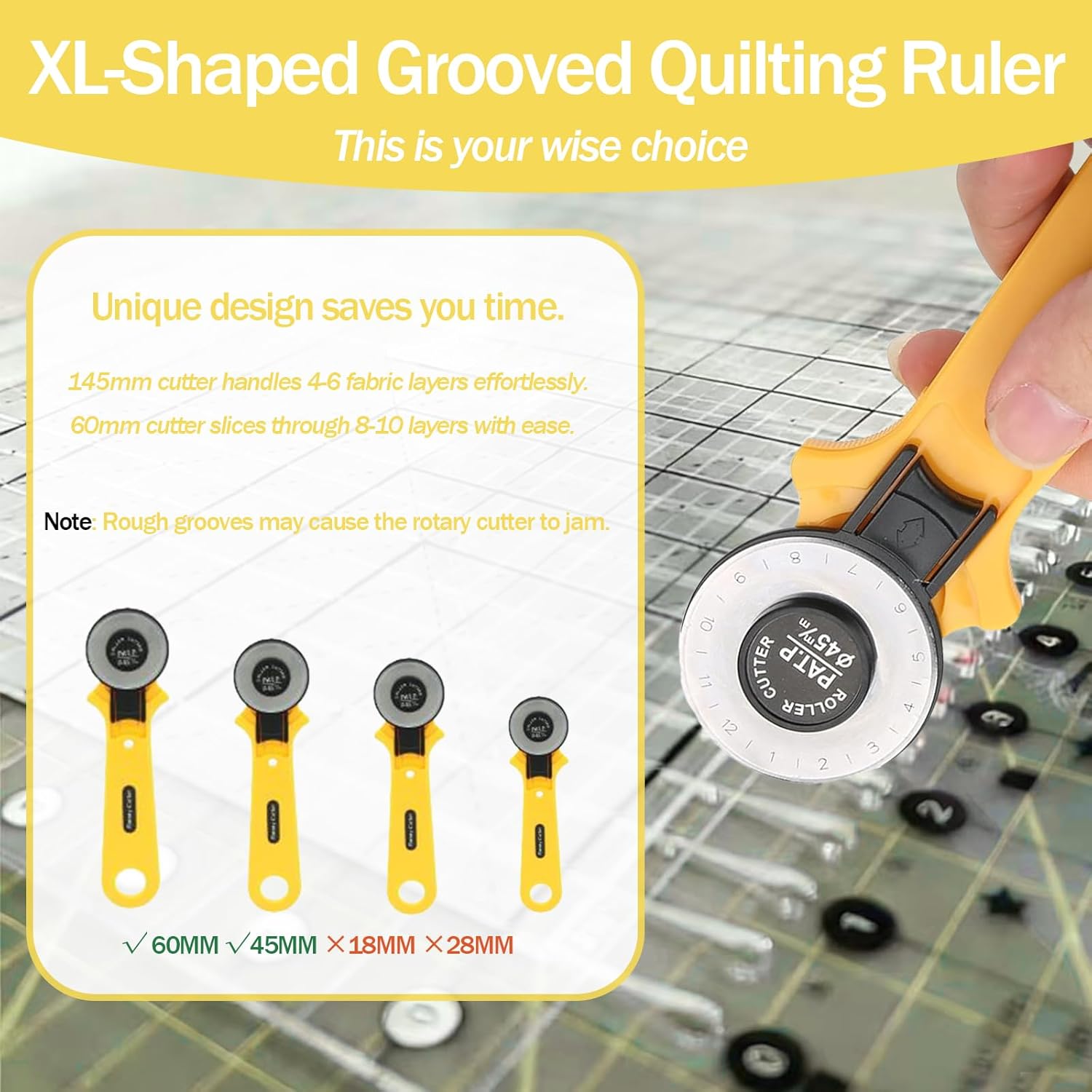 2 Pcs Slotted Quilting Ruler Set with Rotary Cutter (17.75"x22" & 17.75"x4") Extra Large Non-Slip Acrylic Template for Precision Rotary Cutting Patchwork Sewing & Crafting (17.75" x 22" +17.75" x 4")