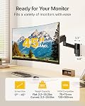 monTEK Single Monitor Wall Mount for 17 to 45 Inch Flat/Curved Screens, Heavy Duty Full Motion Monitor Arm Supports up to 35.2 lbs, VESA 75x75/100x100 Compatible, for Home Office Desk Gaming Setup