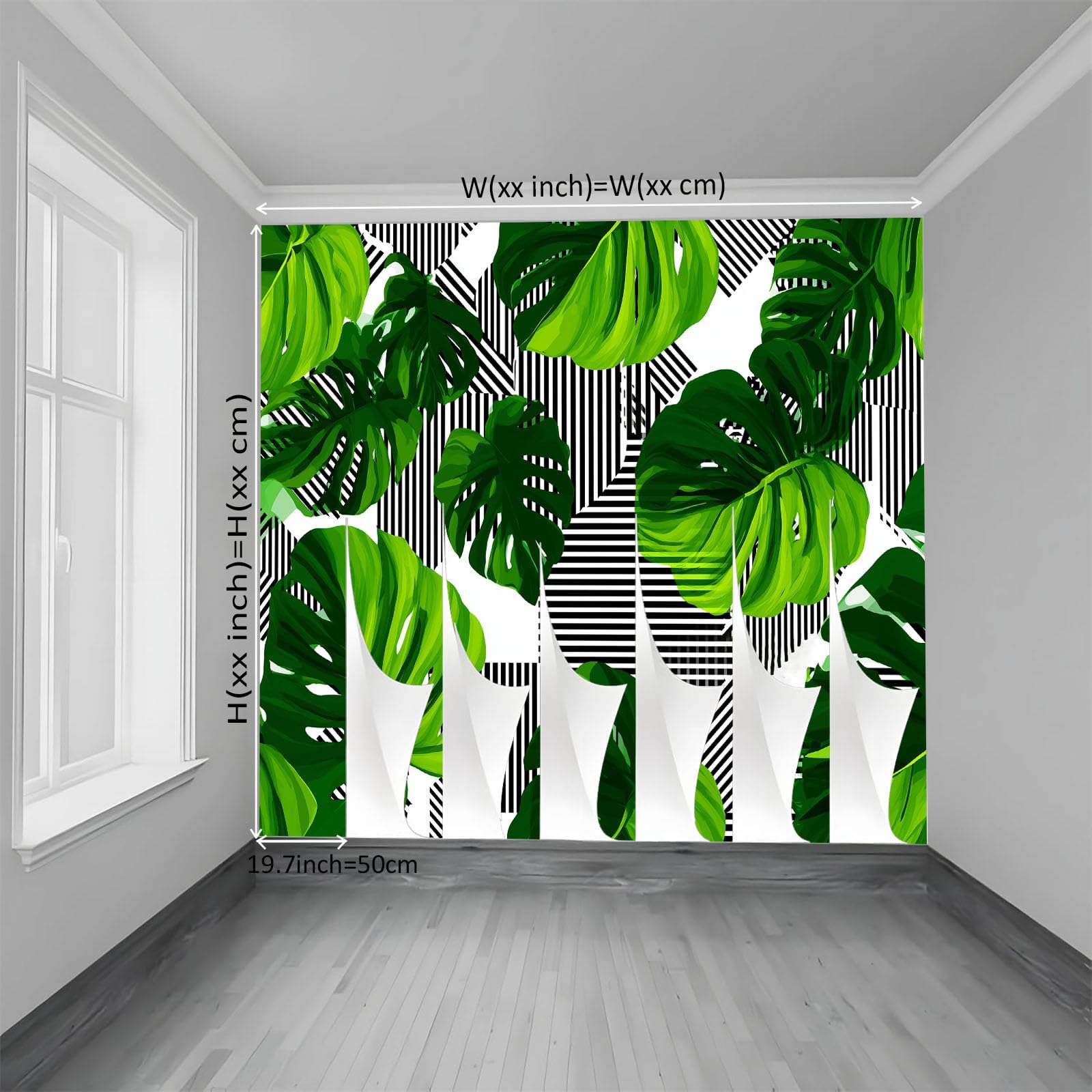 Profesjonalna tapeta 300 x 210 cm z włókniny, odporna na zabrudzenia tapeta do kuchni i jadalni, dekoracja ścienna biała nowoczesna prążkowana monstera