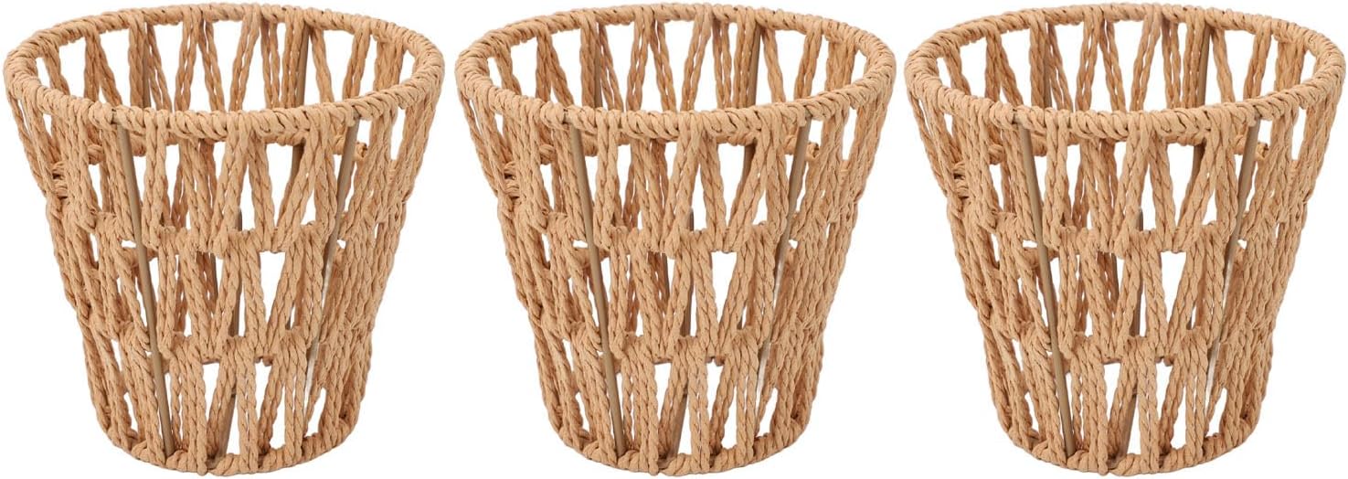 Pssopp 3pcs Retro Small Wicker Lamp Shade Replacement,Rattan Lamp Shade Table Lamp Bedside Lamp Floor Lamp Drum Lampshade Classic Modern Spider Fitter for Home