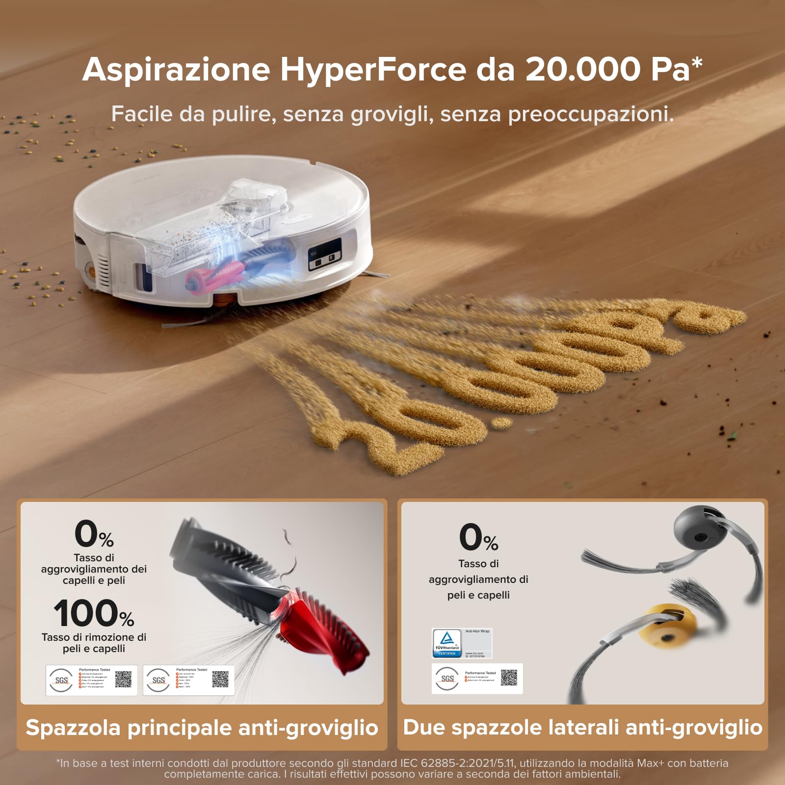 roborock Qrevo Curv 2 Flow Robot Aspirapolvere Lavapavimenti, 270mm Autopulizia Rullo, 20.000Pa, Protezione Rullo per Tappeti Asciutti, Stazione Multifunzionale, Videochiamata, Hello Rocky