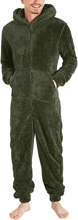 A2Z Mens Hooded Onesie One Piece Thick Snuggle Warm Fleece Soft Hooded