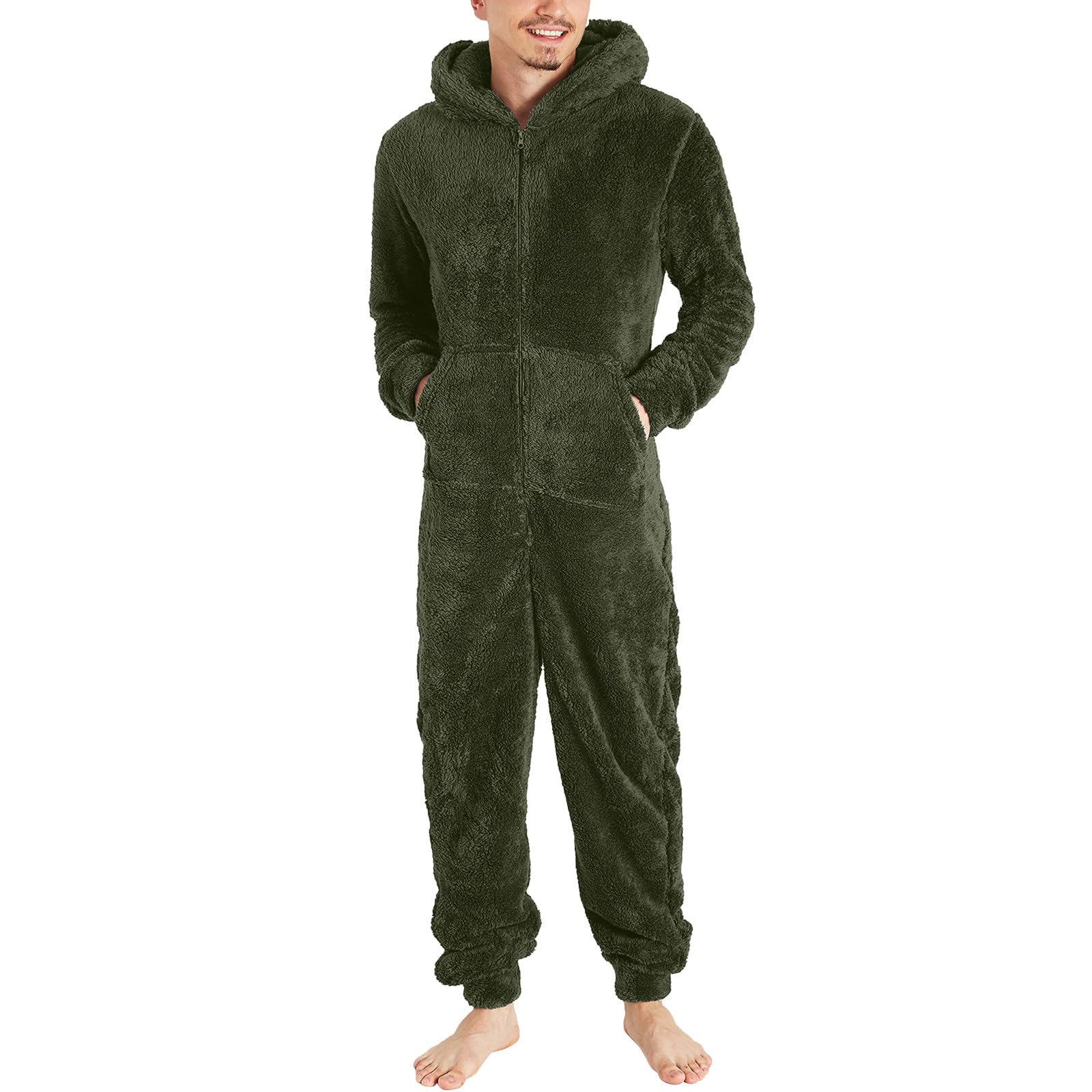 KEERADS Unisex Katzenohren Jumpsuit – Flauschiger Plüsch-Overall, Langarm, Mit Reißverschluss