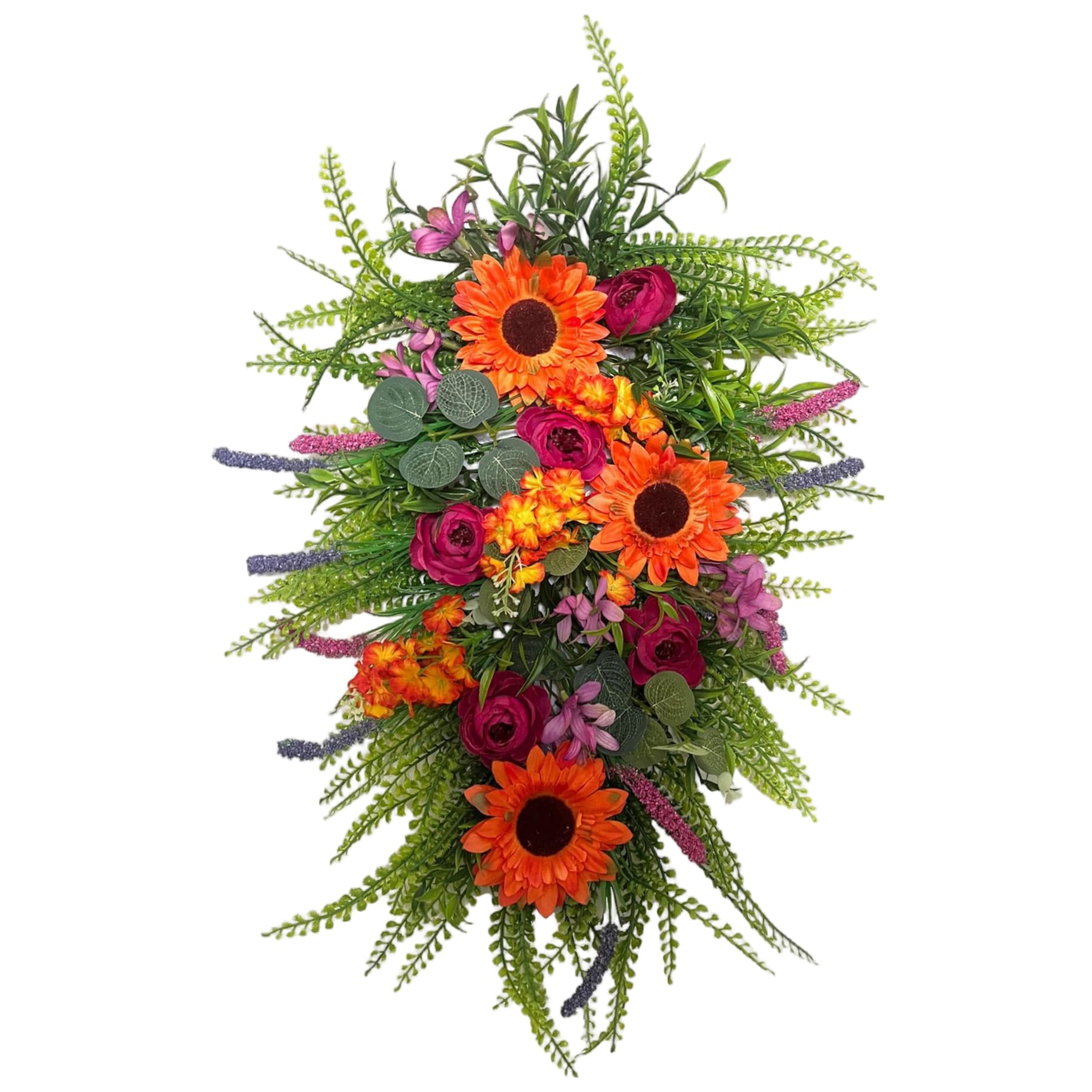 Gcroet Sunflower Wreaths, 16 Inch Artificial Wildflower Wreath for Front Door, Colorful Spring Summer Door Hanging Decoration for Home Porch and Wall Decor