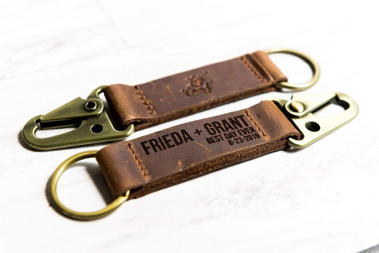 Personalized, Engraved Distressed Leather Keychain The San Ann by Left Coast Original : Handmade Products