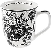 Vista 15 de Karma Gifts - Taza bohemia de 16 onzas, color blanco y negro, diseño de sirena, bonita taza de café y té, tazas de café de cerámica para mujeres