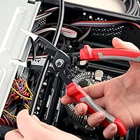 Vista 4 de Alicates multifuncionales 6 en 1 para electricista de 8 pulgadas, alicates de punta larga con pelacables, cortador de aguja, alicates de nariz