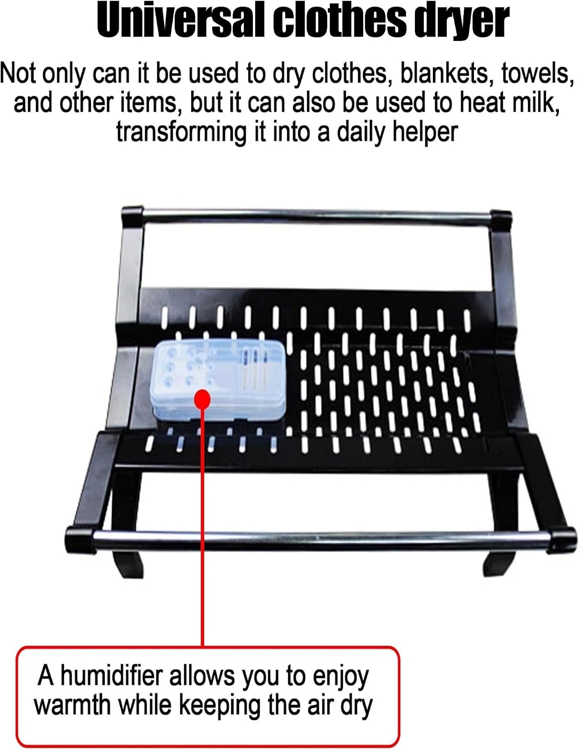 Clothes Drying Rack for Radiator and Oil-Filled Heater, Adjustable Airer with Fixing Spacers, Compatible with Standalone Humidifiers