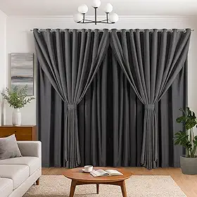 Cortina Linho Flame Voil de Gaze 2,80m x 2,50m com Forro e Abraçadeira - Chumbo