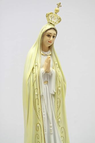 Miniatura 5 de Figura de escultura de Virgen María peregrina con corona de 20 pulgadas, colección Vittoria, hecha en Italia, interior y exterior, jardín, gruta