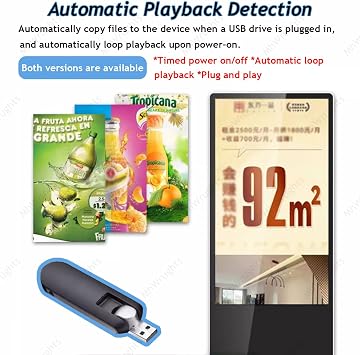 Commercial LCD Monitor, Slim Frameless Digital Kiosk with Smart Split Screen, 3840 x 2160p HD Screen, Supports WiFi/USB, Photos/Videos Can Be Played In A Loop NetworkVersion