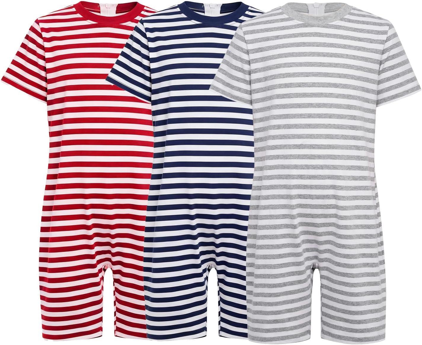 Girls Anti-strip Romper Sensory Friendly Clothes Stripe Adaptive Jumpsuit for Casual Daily Wear