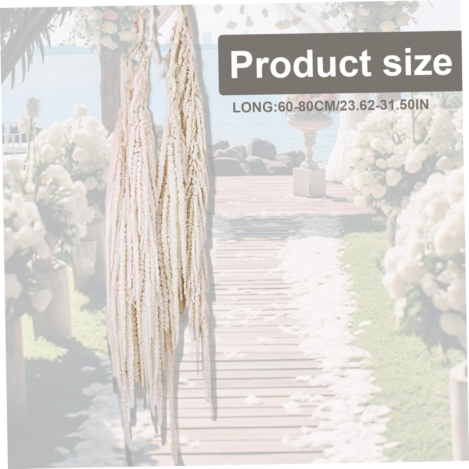 24-31.5" Natural Hanging Dried Amaranthus Flower Bouquet for Wall Wedding Home Party Decor, White