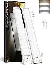EZVALO 25 cm LED Cabinet Light with Motion Sensor [Set of 2] - Wireless Under-Unit Light with 3 Colour Modes & Dimmer, 1800 mAh USB Battery for Kitchen, Wardrobe & Stairs