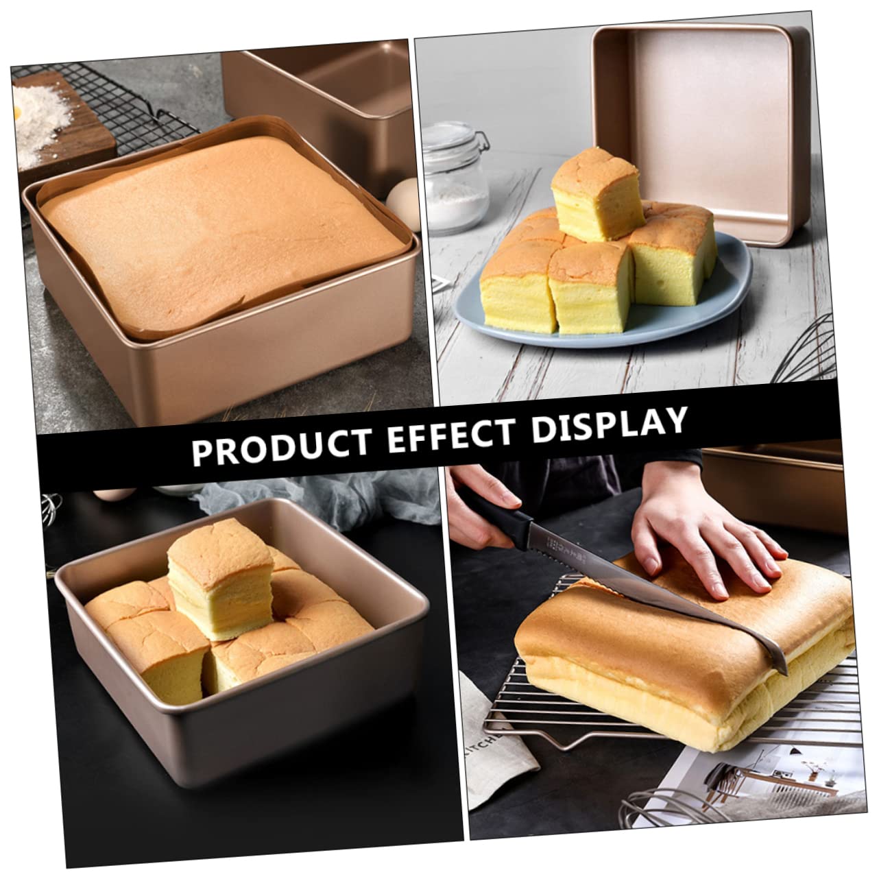 Mobestech Quadratische Edelstahl Kuchenform mit Antihaftbeschichtung Praktische Backform für Brot und Kuchen Eckige Backform für Ofen und Grill