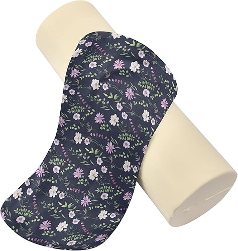 Miniatura 2 de Almohada de cuello con diseño floral de flores moradas tamaño queen para cama, almohadas redondas decorativas para el cuello, fundas de almohada