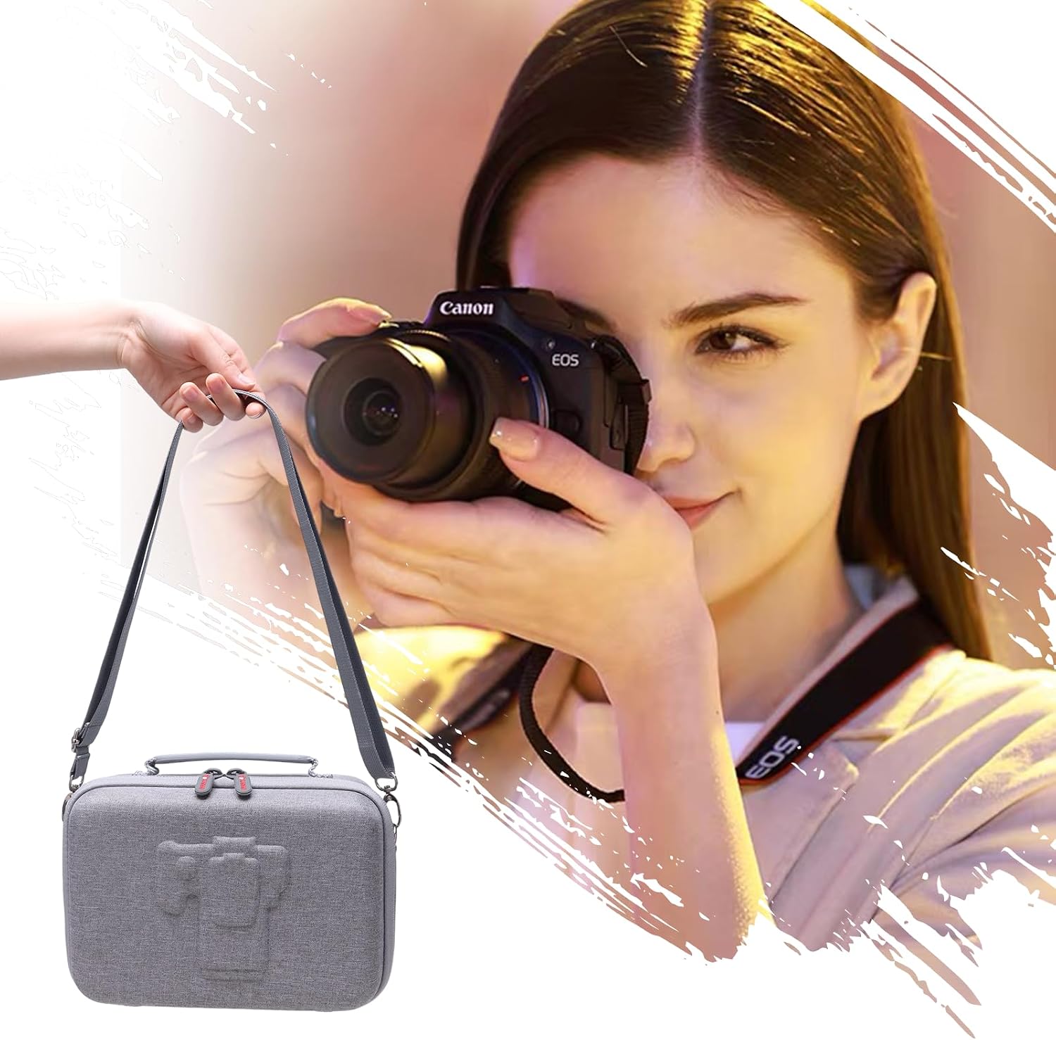 XANAD Camera Case Compatible with Canon EOS Rebel T7/R100/R50/R6 MarkII/R50 V/R8/R10/R6 MarkIII/R5 Mark II/RP/R7/5D MarkIV/R5 Canon Sony Panasonic Nikon DSLR Mirrorless Camera,Lens,Tripod,Grey