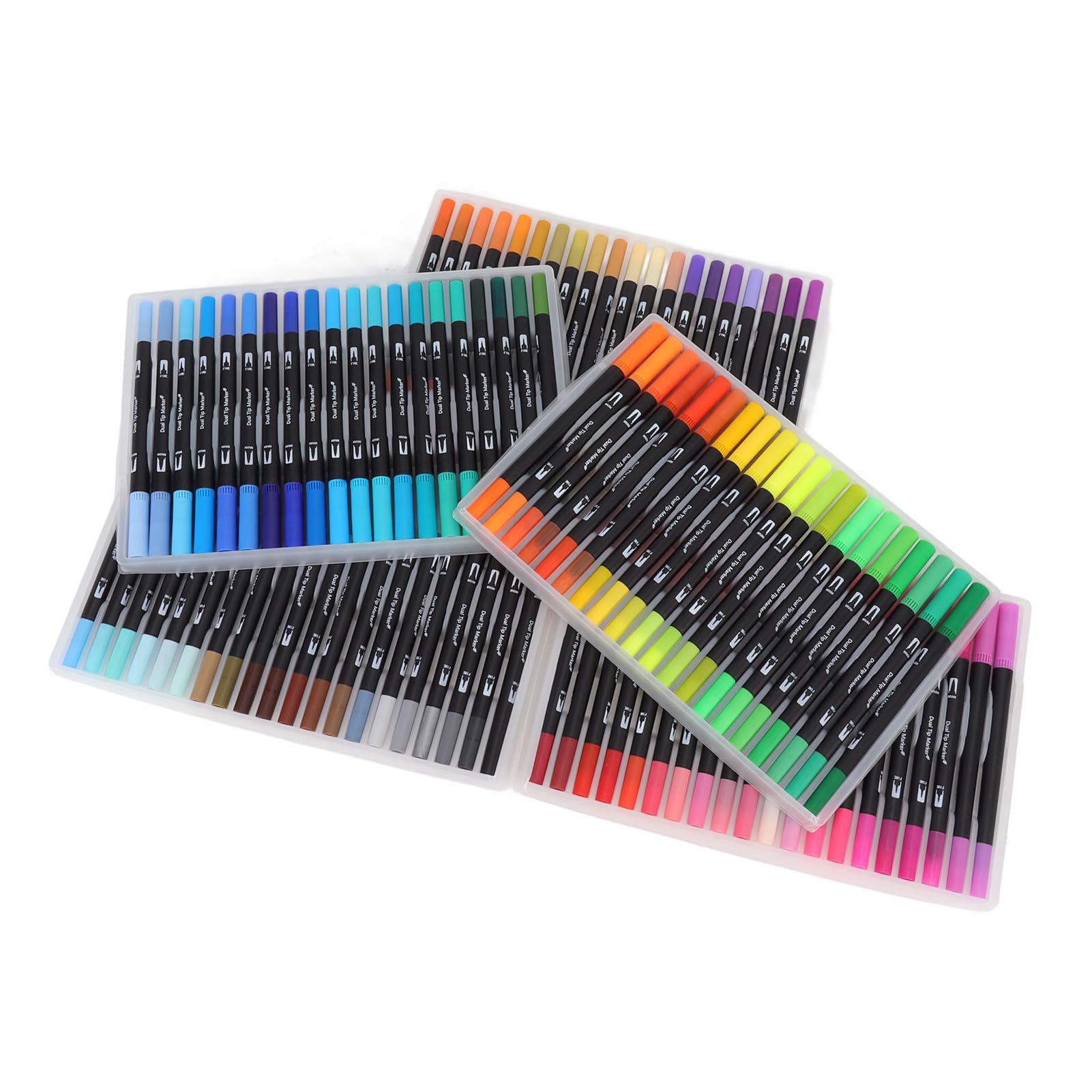 Pennarelli a doppia punta 100 colori, set di pennarelli per colorare lavabili con punta a pennello e punta fine, pennarelli a punta morbida solubili in acqua per studenti, artisti,